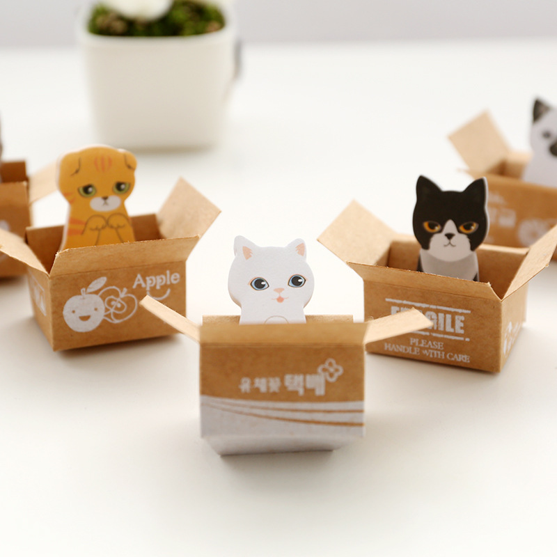 Pendatang Anyar Mini Mini Kid Pet Lengket Catatan Pad Kustom Berbentuk 3D Lucu Karbon Notepad Lengket Kontainer Notepad